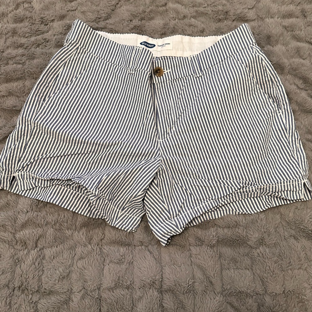 Blue and White Striped Shorts